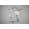 Houten muursticker - Giraf Zazu met sterren/bloemen - oudblauw (naam optioneel) (60x60cm)